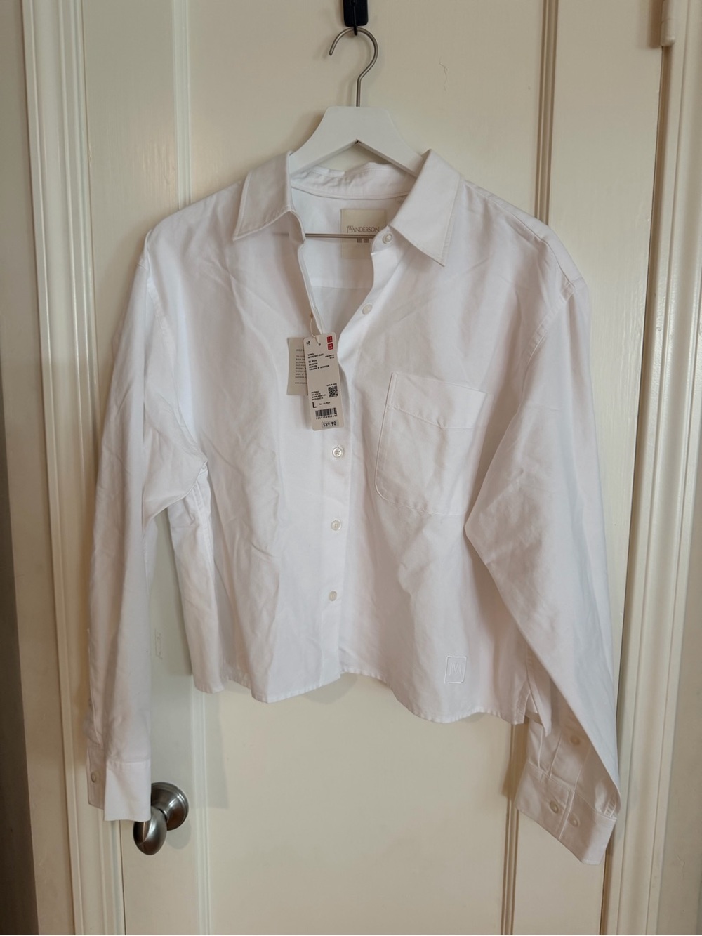 JW ANDERSON White Boxy Cropped Button-Down Shirt - Picture 3 of 11
